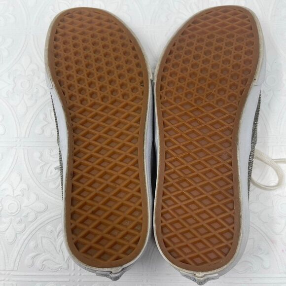 Vans Silver Gold Glitter Shimmer Lace Up Low Top Casual Sneakers Shoes Size 8 - Picture 7 of 7